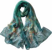 LIXIN Elegant Stijlvol Sjaal Dames - Kleur 5 - Hals sjaaltje 160x50 cm - Neksjaaltje - Dames nek sjaaltje - Pure zijde gevoel - Zijde Blend - Omslagdoek - Satijn Zijdezacht -  Bloemenprint - Dames accessoires