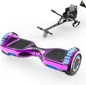 Microgo Hoverboard 6.5 Inch | Krachtige Motor | Sier LEDs | Bluetooth Speaker | Paars Chroom + Kart Koolzwart
