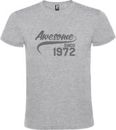 Grijs T-shirt ‘Awesome Sinds 1972’ Zilver Maat 3XL