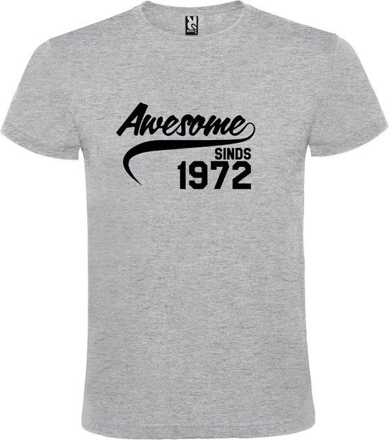 Grijs T-shirt ‘Awesome Sinds 1972’ Zwart Maat XS