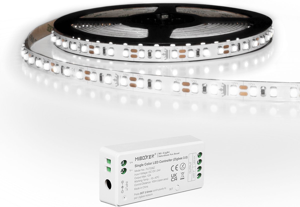 Led strip 4 meter Koud Wit - Werkt met de bekende verlichting apps - Met Zigbee controller - Waterdicht