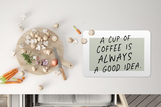 Set de table - Napperons en plastique - Café - Citations - Une tasse de café est toujours une bonne idée - Dictons - 45x30 cm - 6 pièces - Résistant à la chaleur - Antidérapant - Sous-couche - Amovible