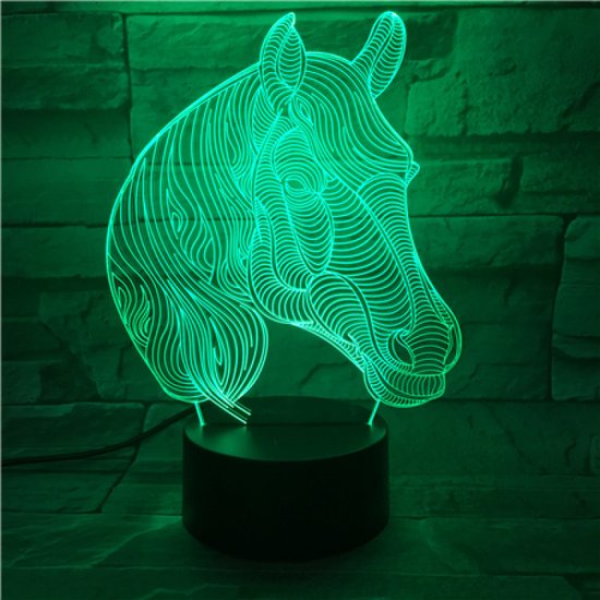 3D Led Lamp Met Gravering - RGB 7 Kleuren - Paard