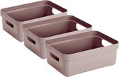 3x stuks roze opbergboxen/opbergdozen/opbergmanden kunststof - 9 liter - opbergen/bakken/opbergers