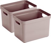 4x stuks roze opbergboxen/opbergdozen/opbergmanden kunststof - 18 liter - opbergbakken