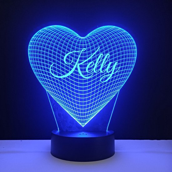 3D LED Lamp - Hart Met Naam - Kelly