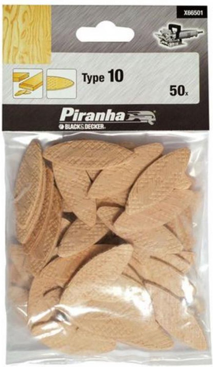 Piranha lamellen - nummer 10 - 54 x 19.5 mm - 4 mm dik - 50 stuks - X66501