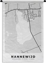 Wandkleed - Wanddoek - Kaart - Friesland - Nannewijd - Stadskaart - Plattegrond - 120x180 cm - Wandtapijt