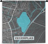 Wandkleed - Wanddoek - Nederland - Water - Plattegrond - Kaarten - Stadskaart - Zegerplas - 180x180 cm - Wandtapijt