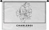 Wandkleed - Wanddoek - Stadskaart – Zwart Wit - Kaart – Charleroi – België – Plattegrond - 60x40 cm - Wandtapijt