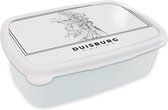 Broodtrommel Wit - Lunchbox - Brooddoos - Zwart Wit – Duitsland – Plattegrond – Stadskaart – Kaart – Duisburg - 18x12x6 cm - Volwassenen