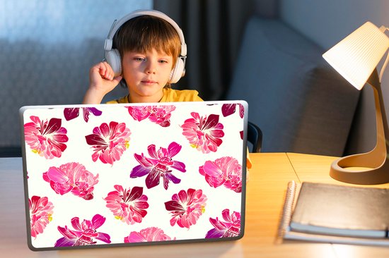 Autocollant pour ordinateur portable - 15,6 pouces - Fleurs - Rose - Motif - 36x27,5 cm - Autocollants pour ordinateur portable - Skin pour ordinateur portable - Couverture