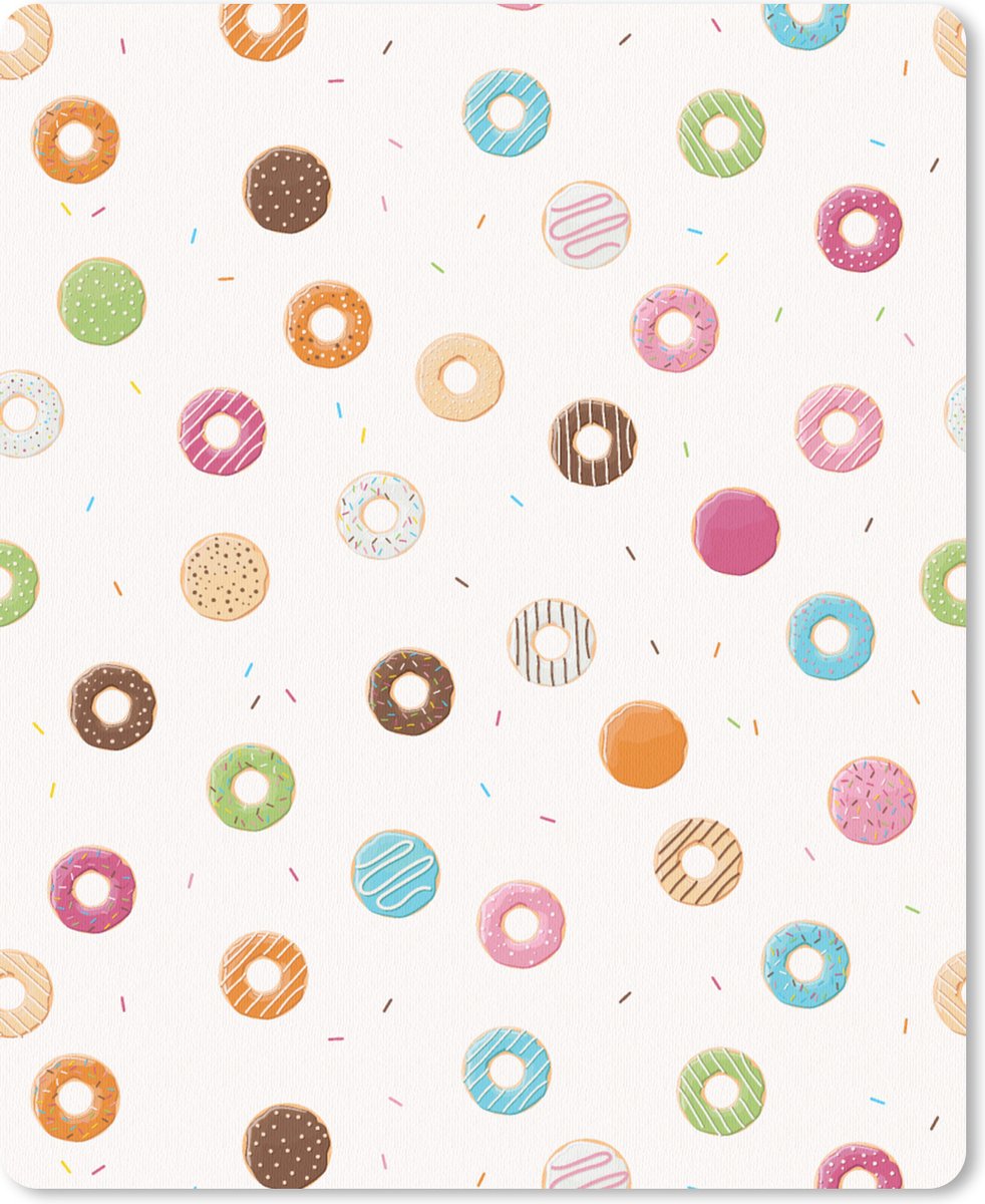 Muismat Groot - Puber - Donut - Eten - Patroon - 30x40 cm - Mousepad - Muismat