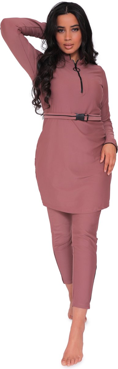 Burkini Ivory Mauve XL/42, Boerkini, burqini zwempak, zwemkleding, Burqini van MYKINY BRAND XL / 42, Set inclusief Turban