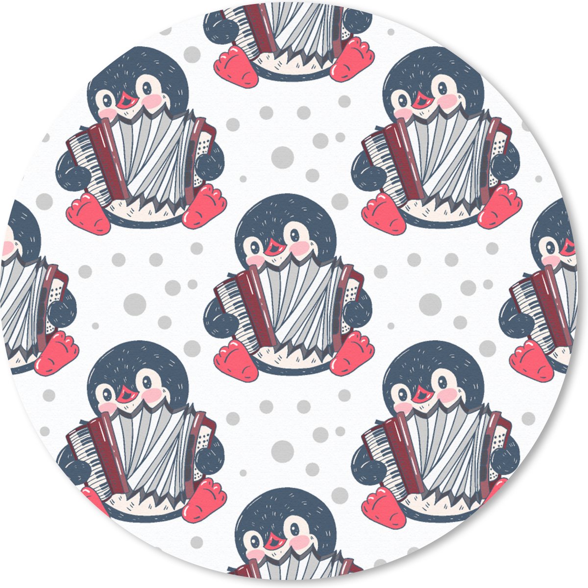 Muismat rond 20x20 cm - Mousepad Accordeon - Pinguïn - Patronen - Ronde muismatten