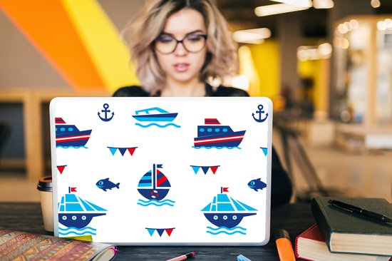 Autocollant pour ordinateur portable - 17,3 pouces - Bateau - Blauw - Rouge - Garçon - Motif - 40x30cm - Autocollants pour ordinateur portable - Skin pour ordinateur portable - Couverture