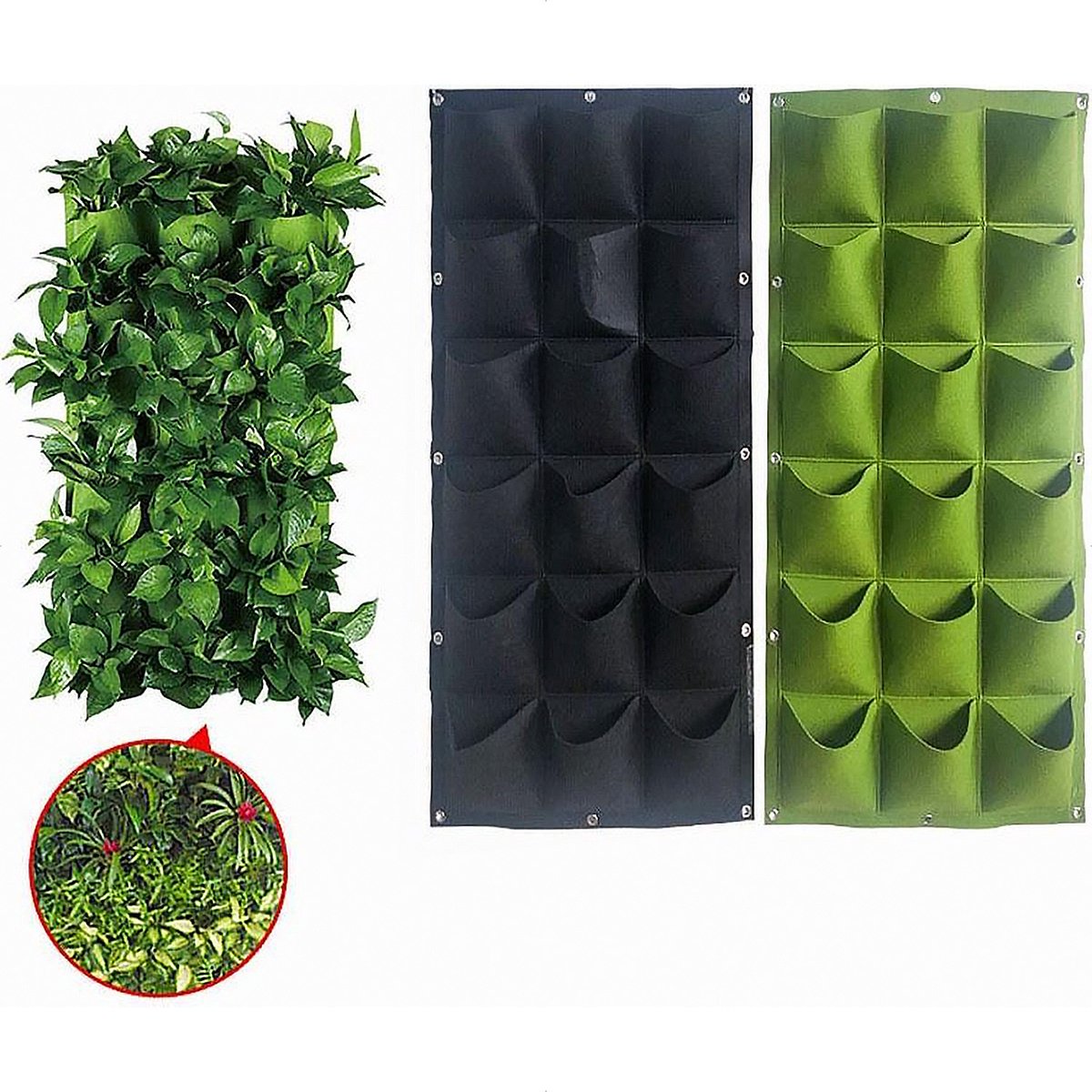 KAHEIGN 7 zakken hangende plantenzakken, verticale hangende tuinmuurplantenbak bloempot tas voor tuin tuin woondecoratie (zwart
