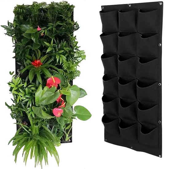 Verticale tuin Hangende Plantenzak voor 18 planten – 100 cm x 50 cm - zwart  | bol.com