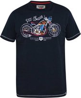 Duke 555 Denton T-shirt Blauw Maat 2XL BIG MEN SIZE