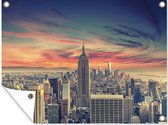 Tuinschilderij New York - Manhattan - Empire State Building - 80x60 cm - Tuinposter - Tuindoek - Buitenposter