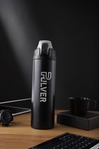 Pulver - Premium RVS Thermosfles / Drinkfles – BPA Vrij – 1000 ml - Lucht dichte dop - 1 klik dop – Drinkfles – Driedubbele isolatie - Zwart