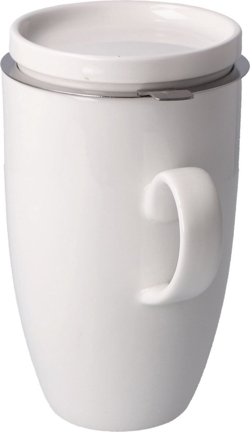 Porseleinen theepot Theemaker met deksel en zeef van wit porselein MONA 700 ml