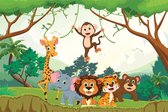 Fotobehang Blije Dieren In De Jungle - Vliesbehang - 400 x 280 cm