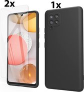 Hoesje Geschikt Voor Samsung Galaxy A22 4G Hoesje Soft Nano Silicone Backcover Gel Zwart Met 2x Glazen Screenprotector