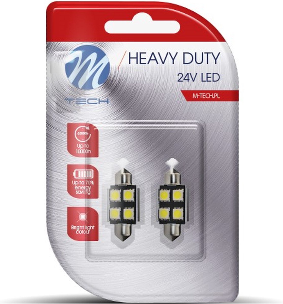 M-Tech LED C5W / C10W 24V - 36MM - Heavy Duty - 4x Led diode - Wit - Set