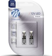 M-Tech LED - BA9s / T4W 12V - Basis 1x Led diode - Canbus - Wit - Set