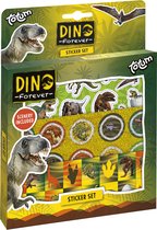 Totum Dino stickers dinosaurus stickerset - 3 vellen en speelachtergrond