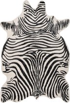 Karpetje Rodeo - Anti Slip - Zacht - Dieren - Print - Zebra - Kleed - Huid - 150x200 - Zwart - Wit