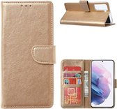 Samsung Galaxy S21 - Hoesje met pasjeshouder - Portemonnee - Bookcase - GOUD