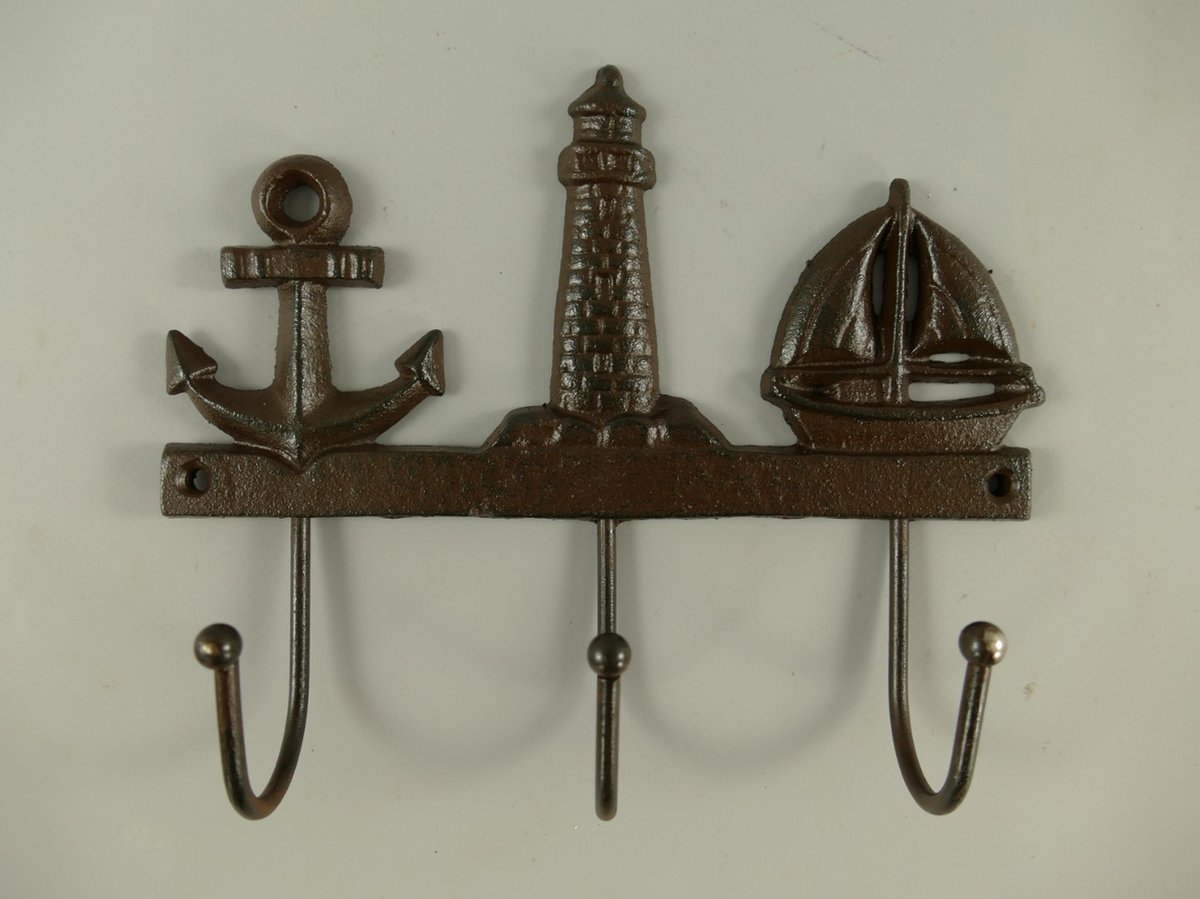 MadDeco gietijzer - kapstok - anker - vuurtoren - zeilboot zie afbeelding