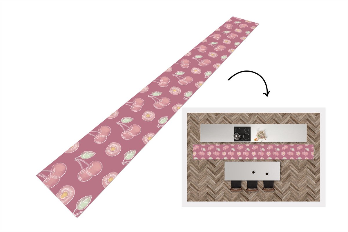 KitchenYeah Keukenloper - Keukenmat - Design - Kers - Patroon - Keuken vloerkleed multicolor, foto 3
