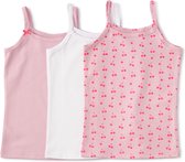 Little Label Ondergoed Meisjes - Hemd Meisje Maat 110-116 - roze, wit - Zachte BIO Katoen - 3 Stuks - Onderhemd - Print