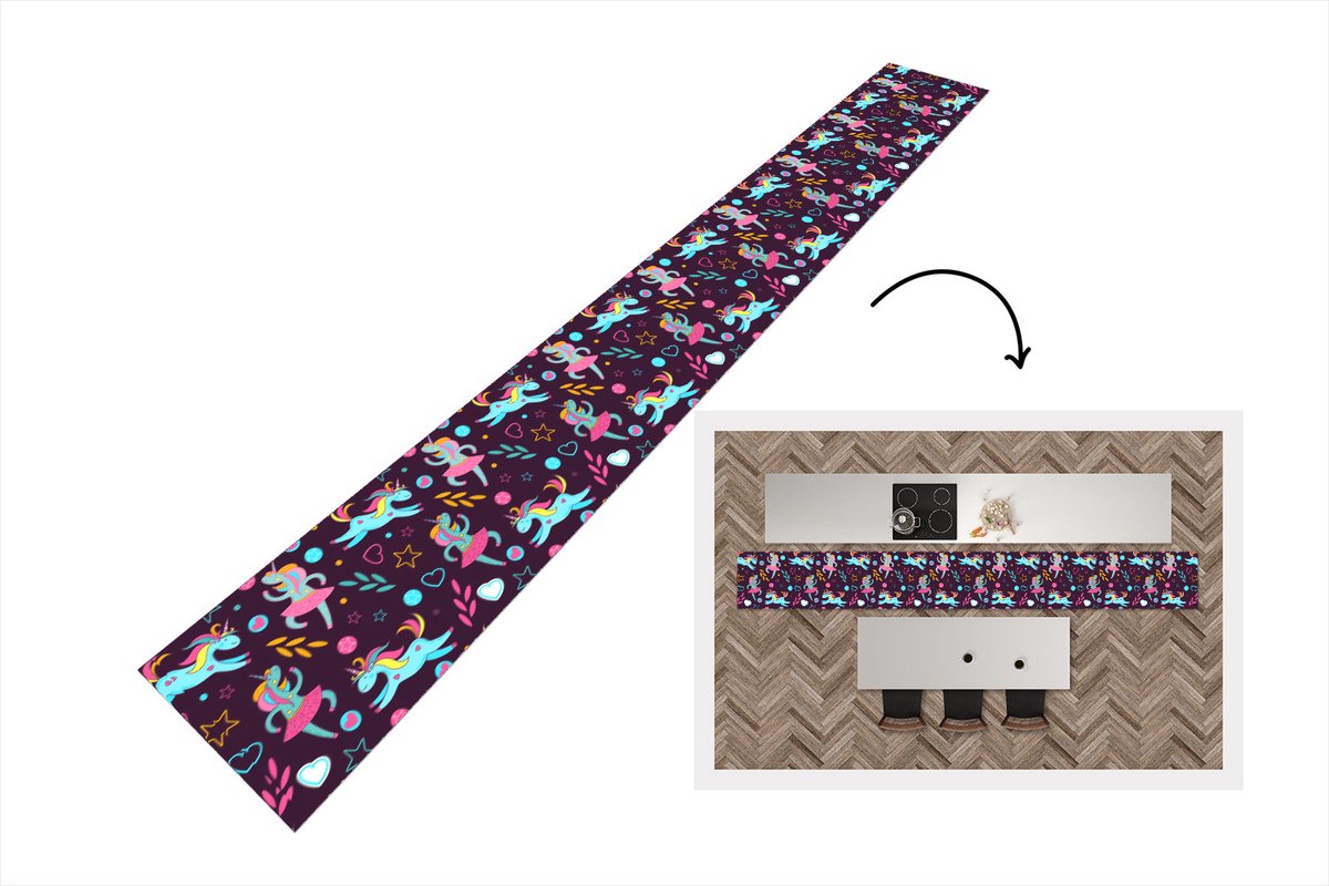 KitchenYeah Keukenloper - Keukenmat - Unicorn - Ballet - Patroon - 400x50 cm - Keuken vloerkleed Multicolor