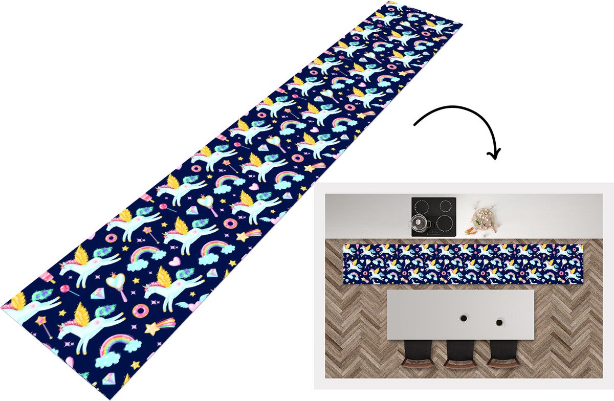 KitchenYeah Keukenloper - Keukenmat - Eenhoorn - Regenboog - Diamant - Patronen - Keuken vloerkleed Multicolor