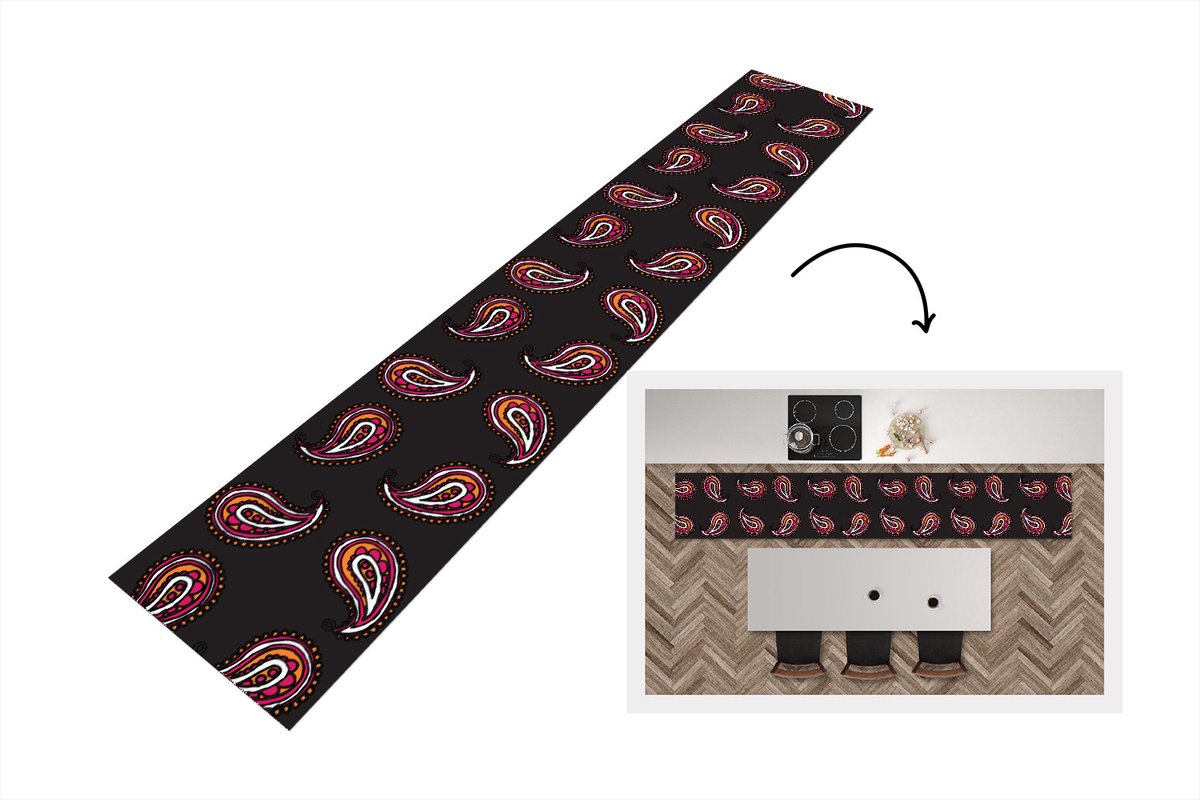 KitchenYeah Keukenloper - Keukenmat - Retro - Bandana - Patroon - Keuken vloerkleed Multicolor