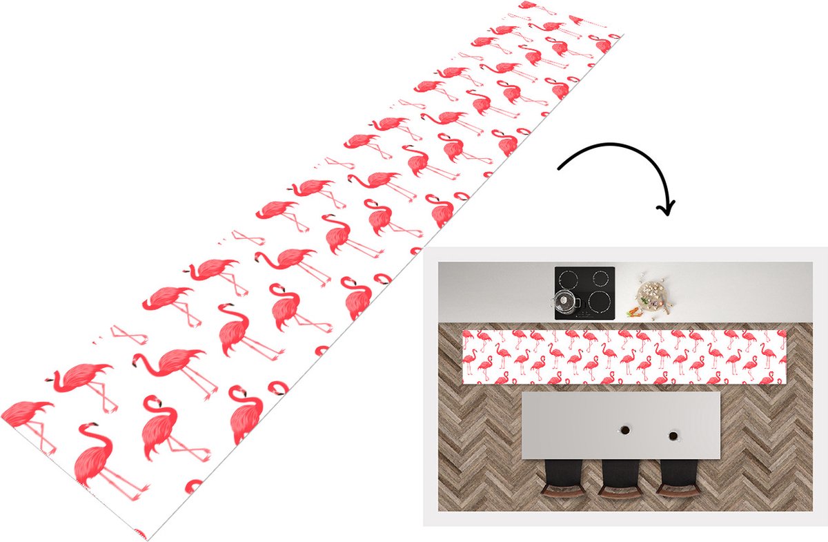 KitchenYeah Keukenloper - Keukenmat - Patroon - Flamingo - Vogel - Keuken vloerkleed Multicolor