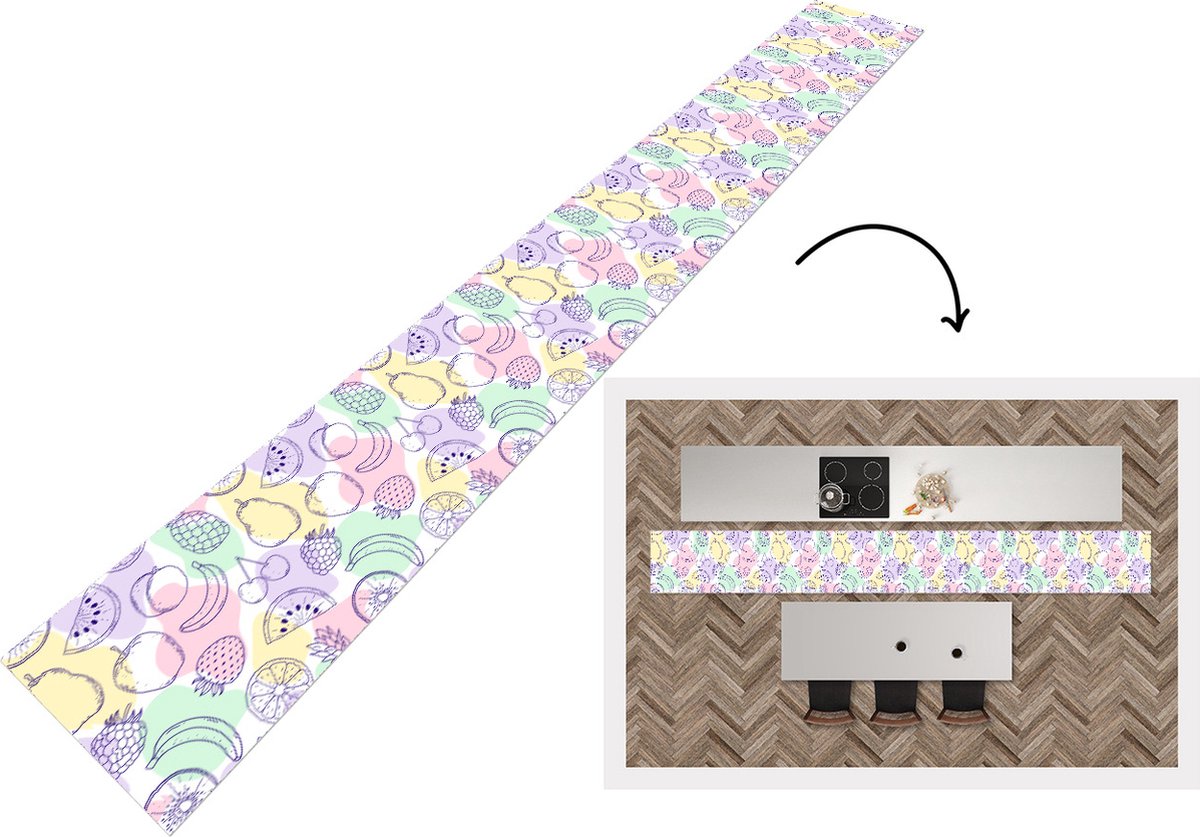 KitchenYeah Keukenloper - Keukenmat - Patroon - Eten - Zomer - Keuken vloerkleed multicolor, foto 2