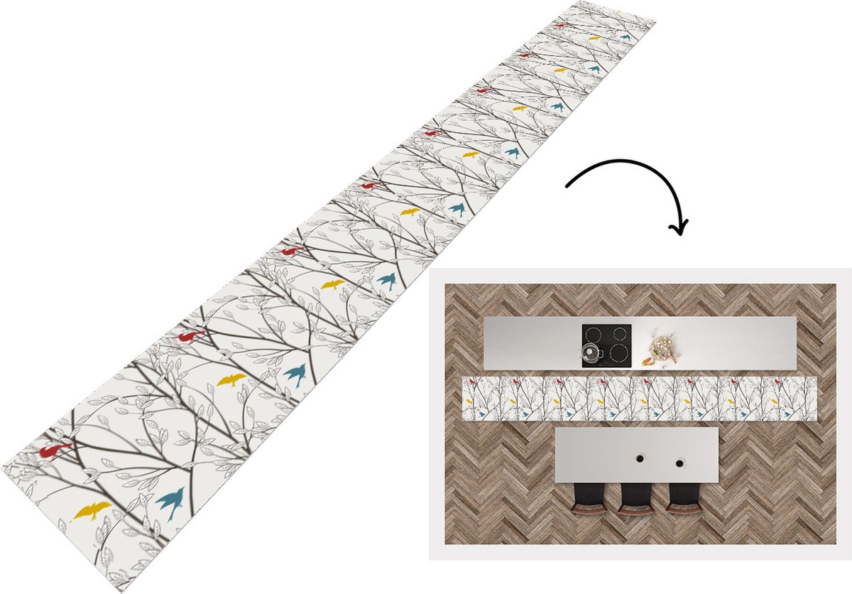KitchenYeah Keukenloper - Keukenmat - Patronen - Planten - Vogel - Keuken vloerkleed multicolor, foto 3