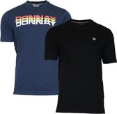 2-Pack Donnay T-shirts (599009/599008) - Heren - Navy/Black - maat L