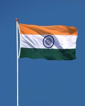 Indische Vlag - India Vlag - 90x150cm - India Flag - Originele Kleuren - Sterke Kwaliteit Incl Bevestigingsringen - Hoogmoed Vlaggen