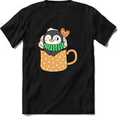 Pinguin Buddy Kerst T-shirt | Groen | Jongens / Meisjes | Grappige Foute kersttrui Shirt Cadeau | Kindershirt | Leuke Elf, Rendier, Kerstboom en Kerstballen Ontwerpen. Maat 104