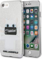iPhone SE (2020)/8/7/6s/6 Backcase hoesje - Karl Lagerfeld - Poezen Zilver - TPU (Zacht)