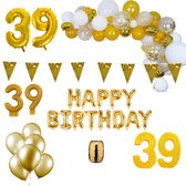 39 jaar Verjaardag Versiering Pakket Goud XL