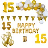15 jaar Verjaardag Versiering Pakket Goud XL