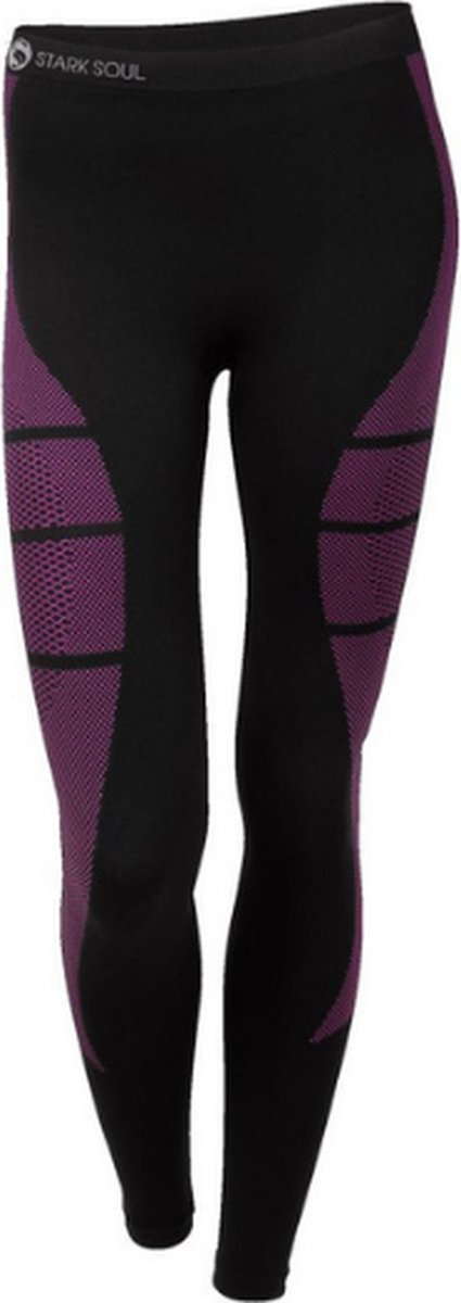 Thermo sportlegging - Seamless - Quick Dry - Zwart-Roze - Maat S/M