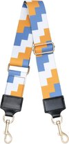 Schouderband - Tassenriem -Tashengsel - Schouderriem - Bag Strap - Verstelbaar - Oranje/Blauw - Blocks